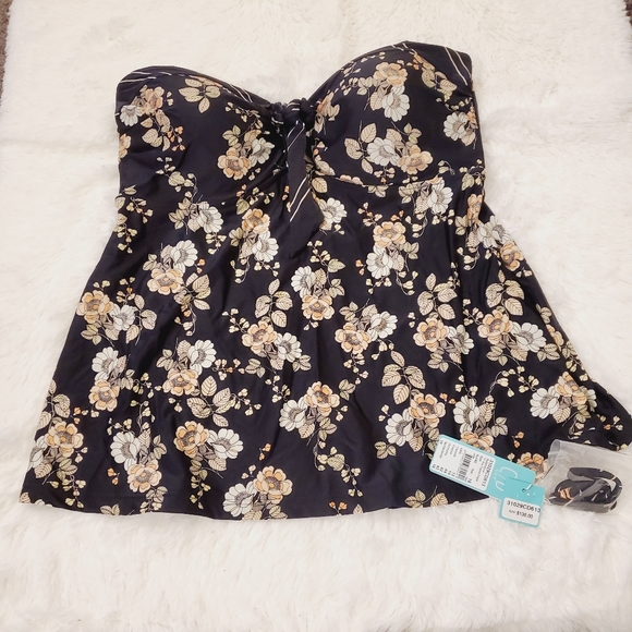 Seafolly Splendour V Wire Women's Tankini Top in Black NEW Size 12 Floral - Picture 2 of 10